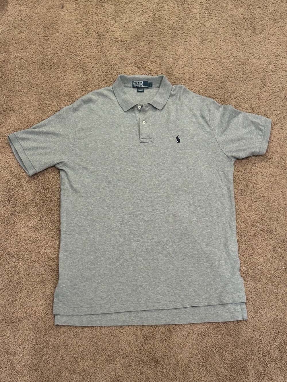 Polo Ralph Lauren Polo Shirt Large Gray Black Outdoors Mens